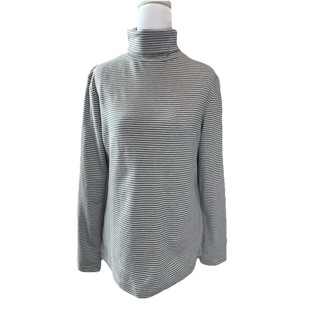 Croft & Barrow Sweater Size M Long Sleeve Turtleneck Gray White New Women's